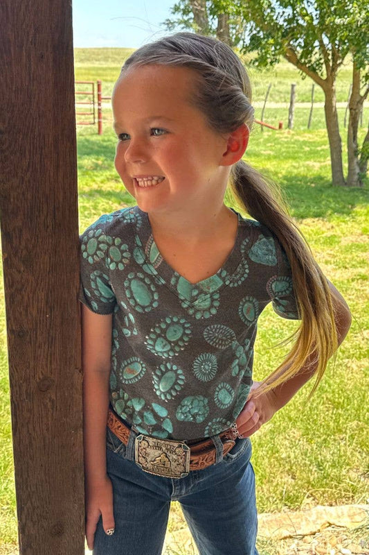 Forever In Turquoise Kids V Neck Tee