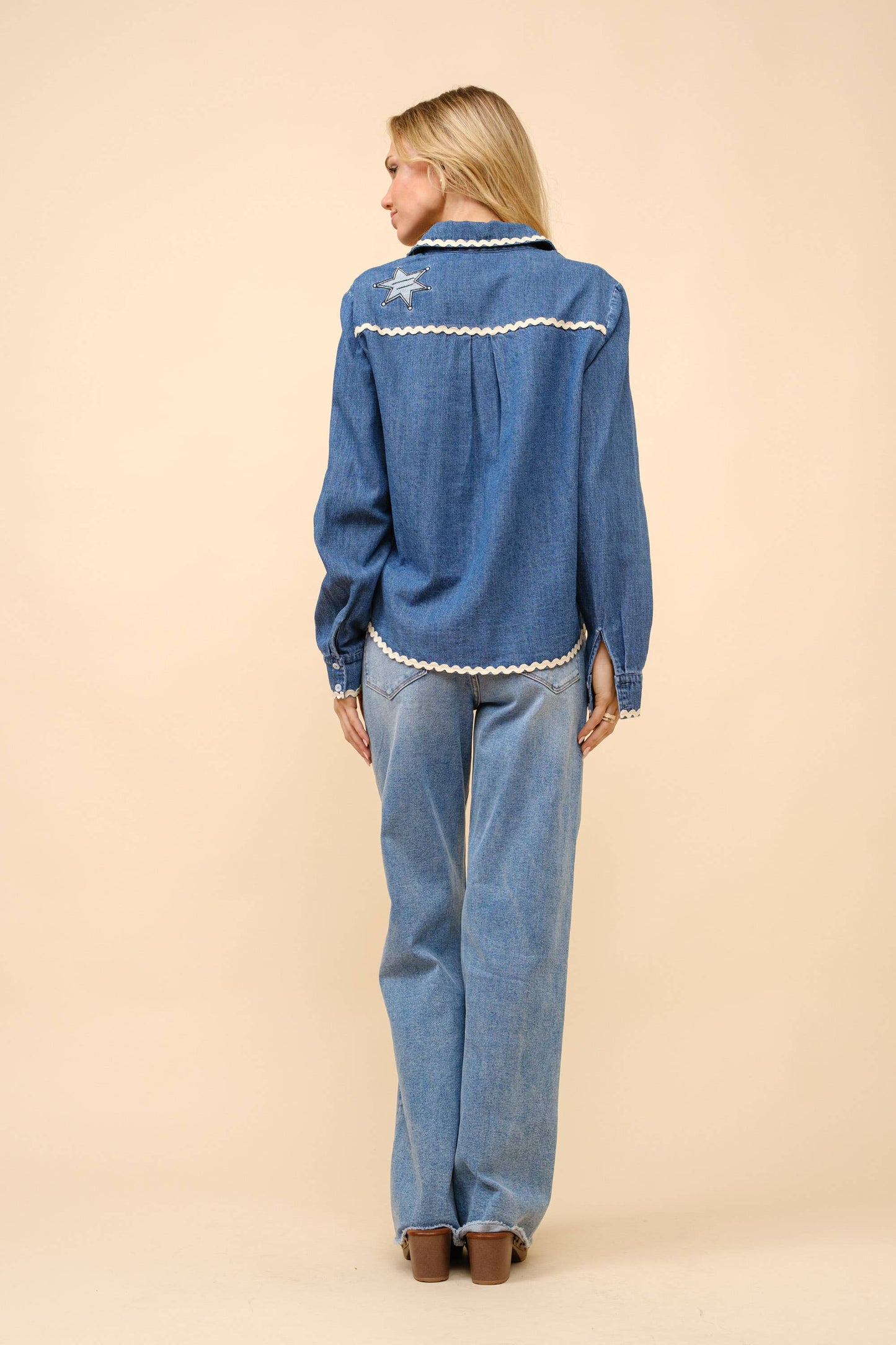 Embroidered Denim Top