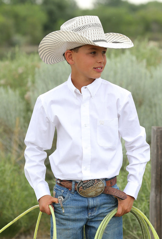 Cinch Boy’s Solid White L/S