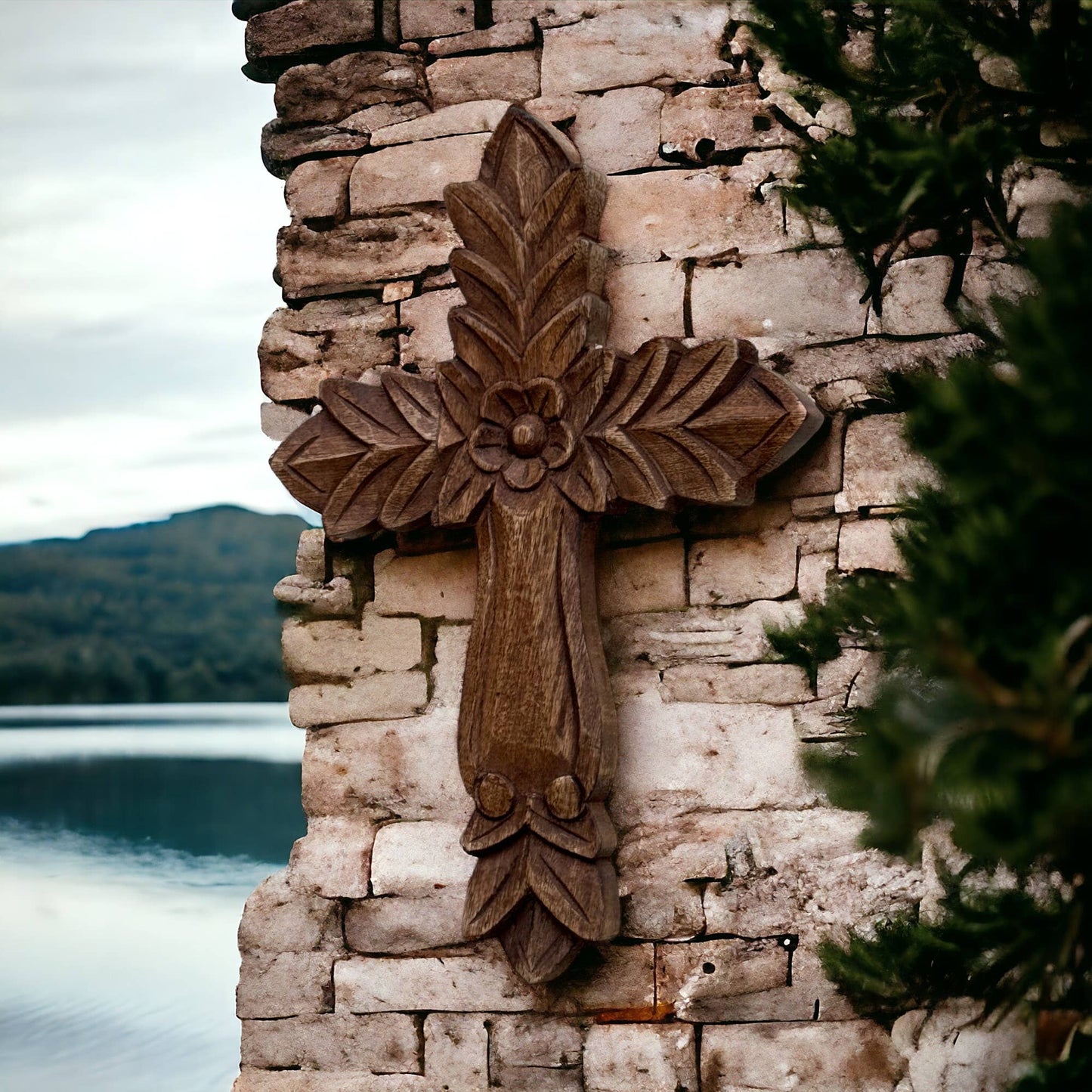 Hand Carved Wood Cross