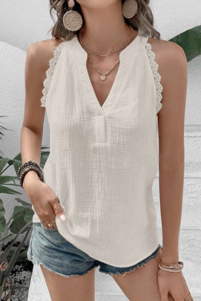 Lace V Neck Top