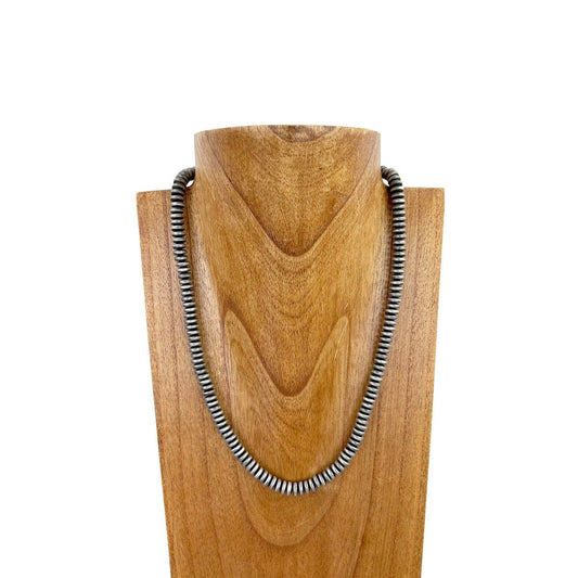 21 Inches 8mm roundel silver Navajo pearl bead Necklace