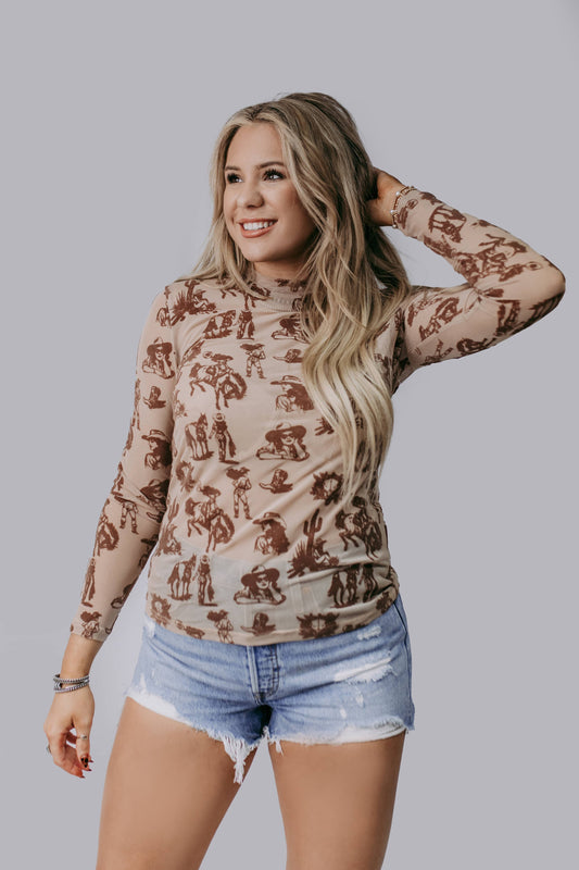 Desert Dreams Velvet Mesh Top