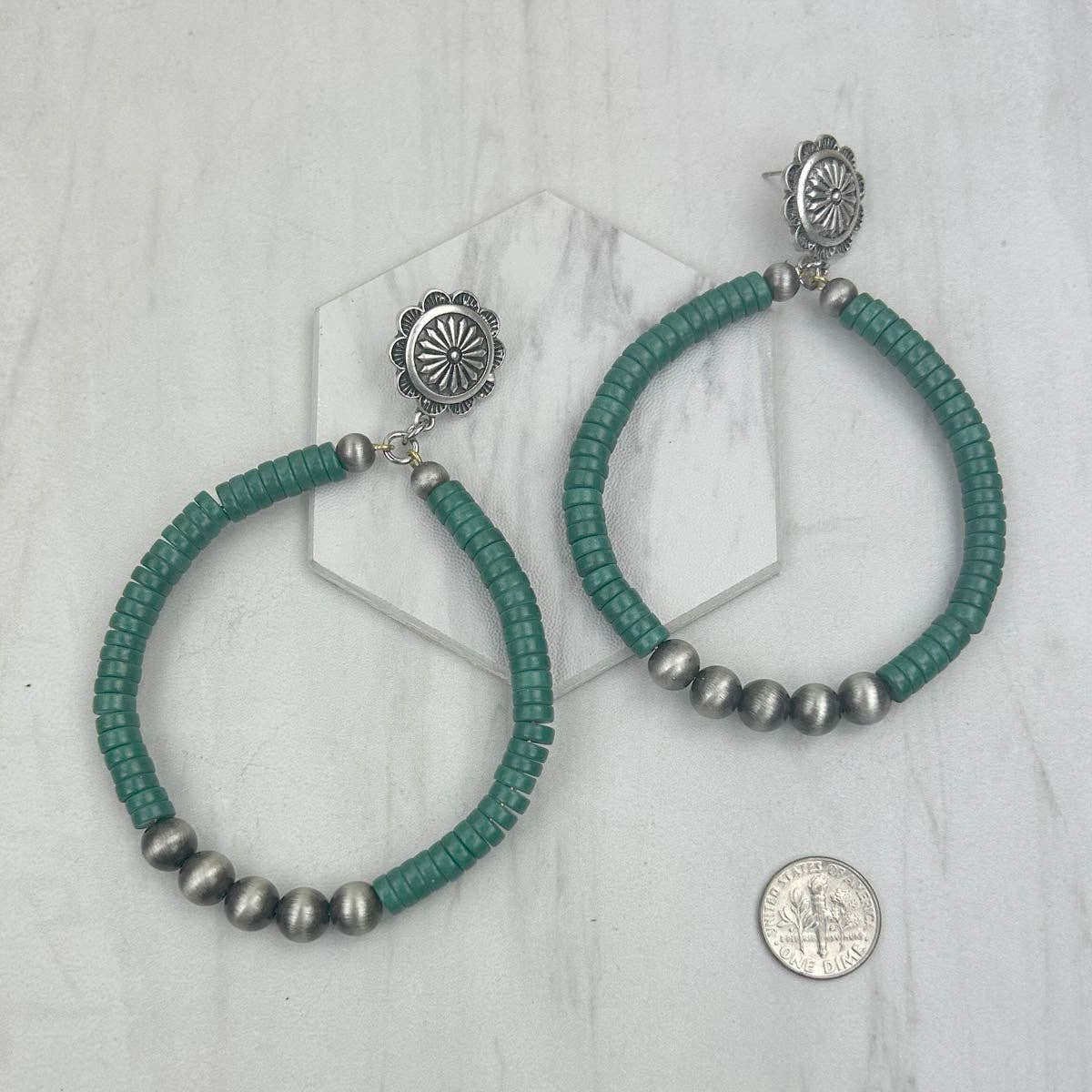 silver concho/turquoise stone Earrings