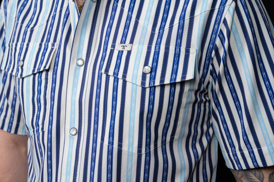 The Wyatt- Blue Short Sleeve Snap