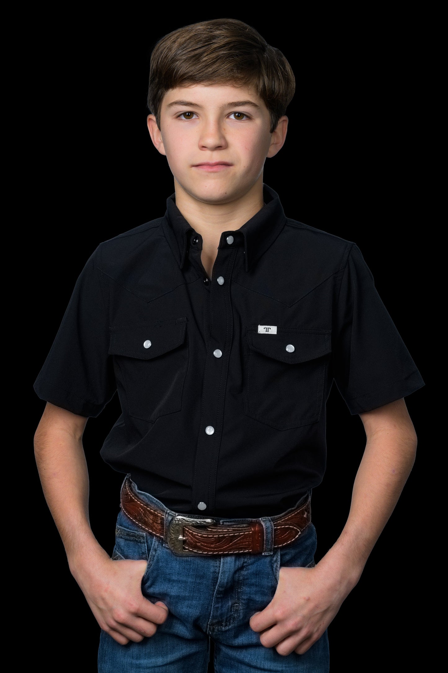 Ferrell Kids Black Short Sleeve Snap
