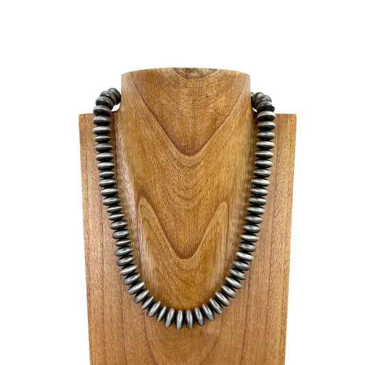 21 Inches 15mm roundel silver Navajo pearl bead Necklace