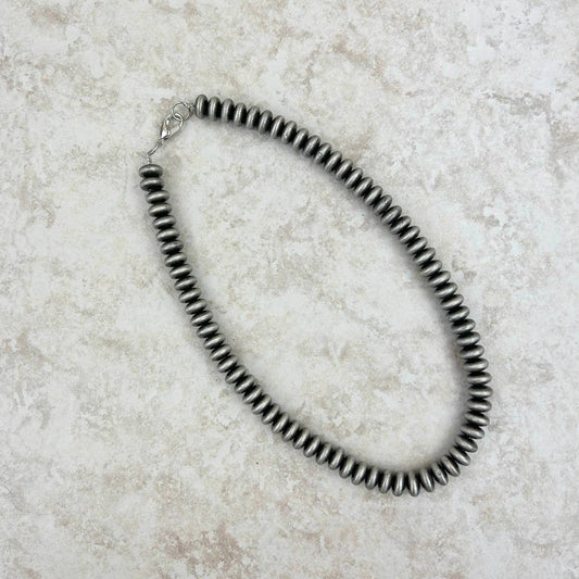 16 Inches 10mm roundel silver Navajo pearl bead Necklace