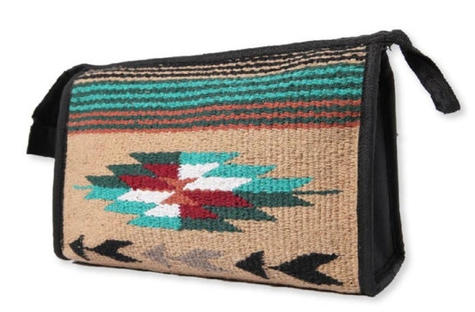 Southwestern Makeup Bag-Tan/Turq