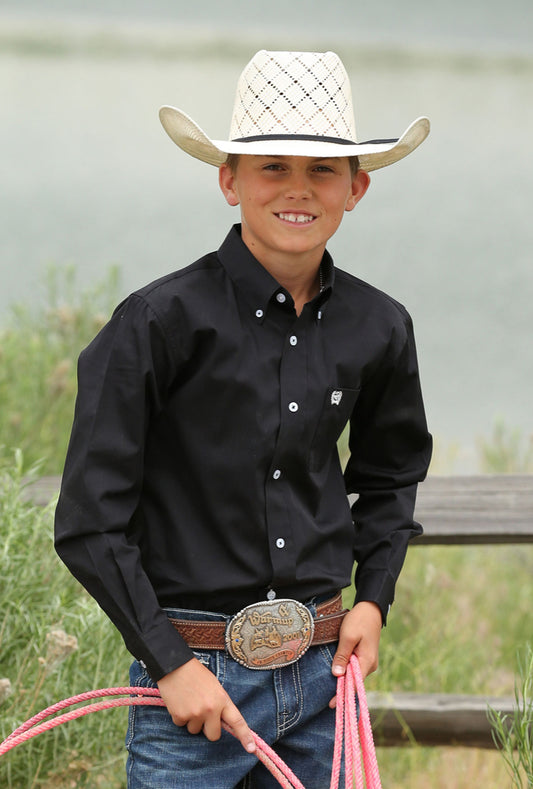Cinch Boy’s Solid Black L/S