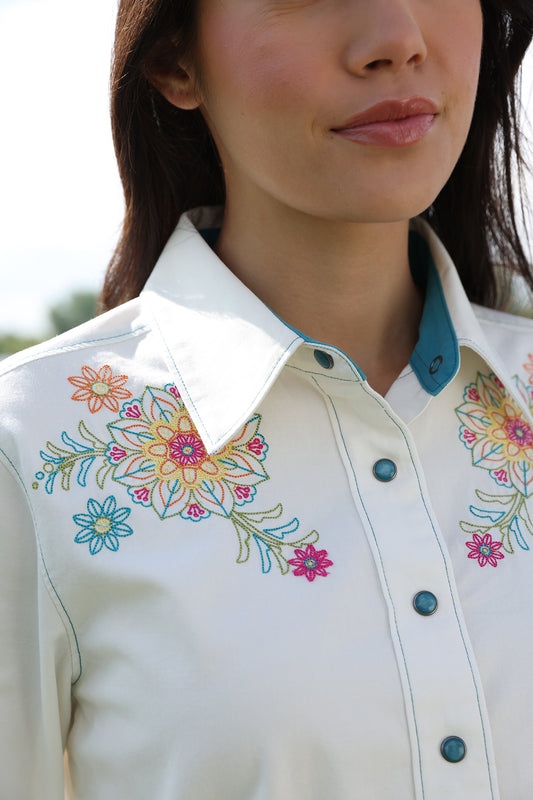 CRUEL GIRL WOMEN'S WHITE FLORAL L/S