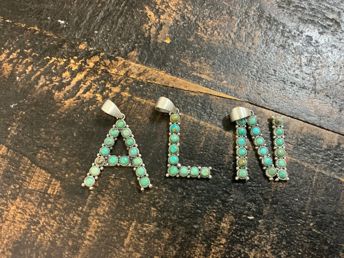 Turquoise Letter Pendants 1”