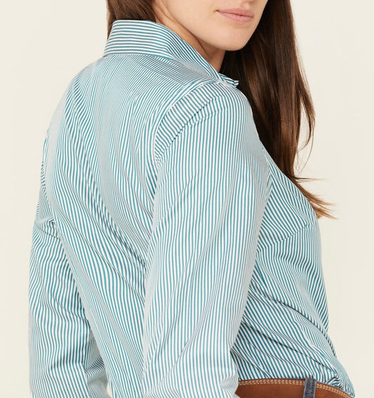 Cinch Women’s L/S Tencel Teal/White