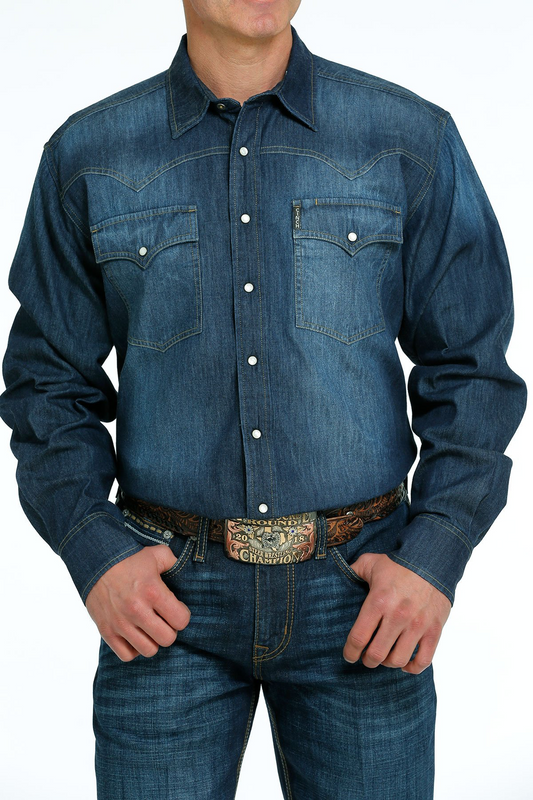 Cinch Men’s Denim L/S Pearl Snap
