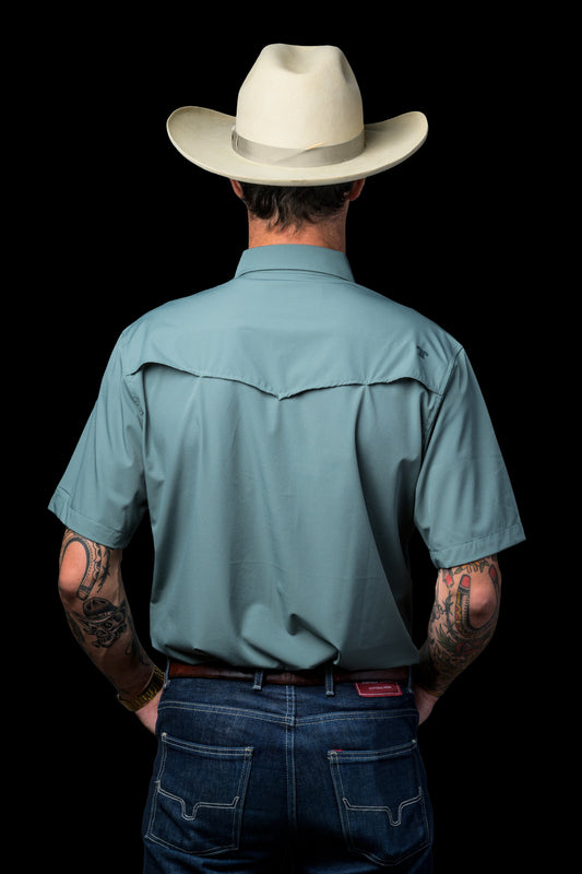 Ferrell Aqua Short Sleeve Snap Shirt