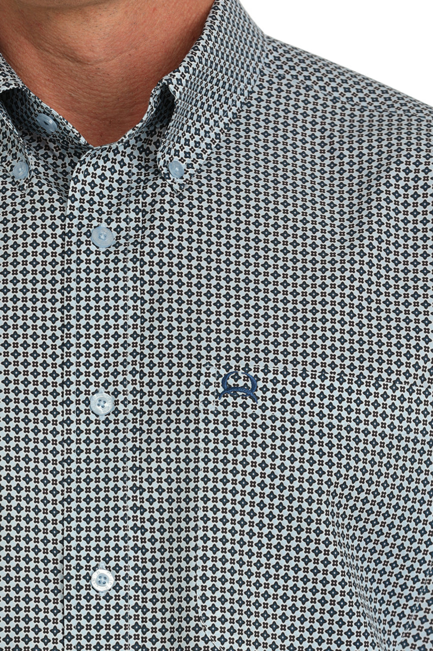 Cinch Light Blue Print Areanaflex Short Sleeve