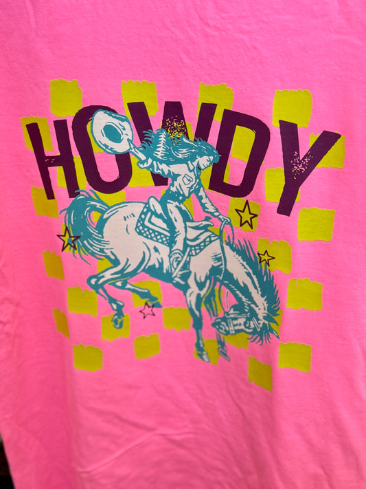 Howdy Neon Pink Tee