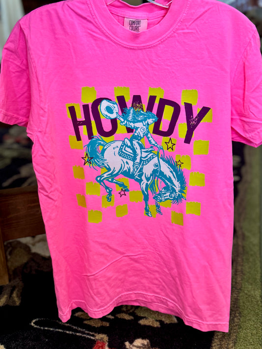 Howdy Neon Pink Tee