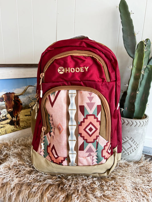 Hooey Ox Backpack Burgandy/Tan