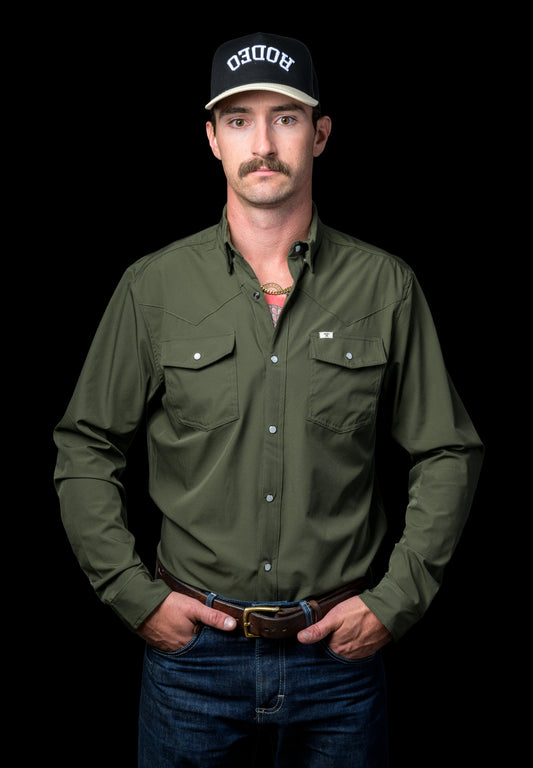 Ferrell Olive L/S Pearl Snap