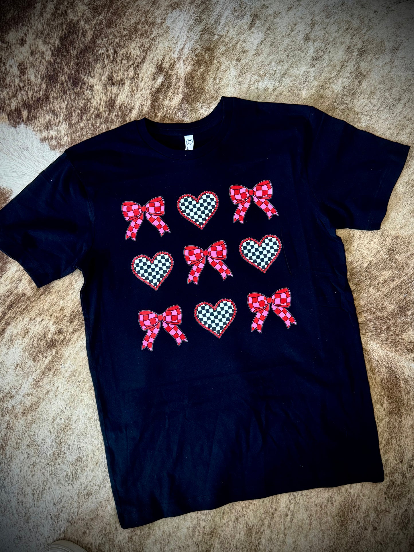 Checkered Hearts & Bows Tee
