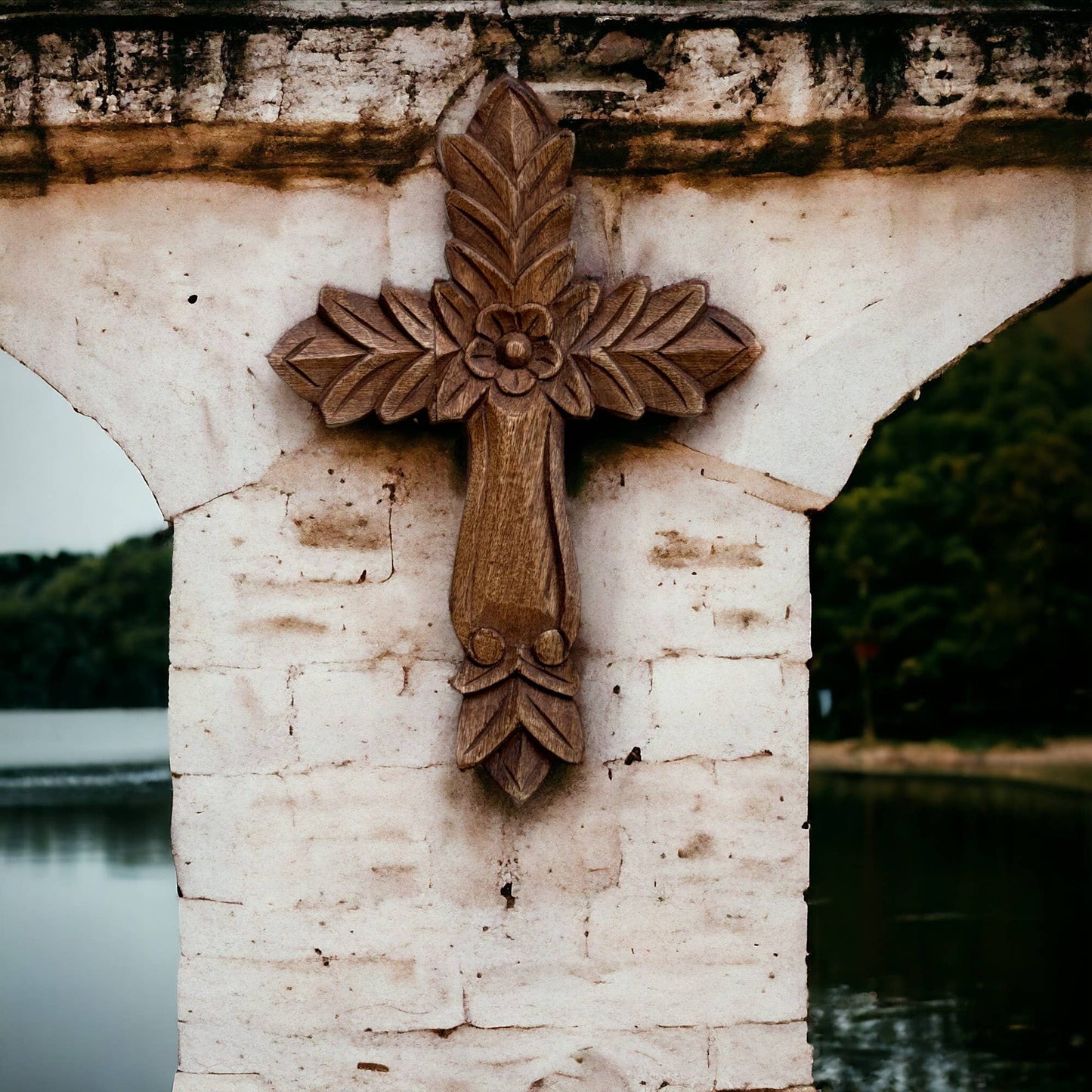 Hand Carved Wood Cross