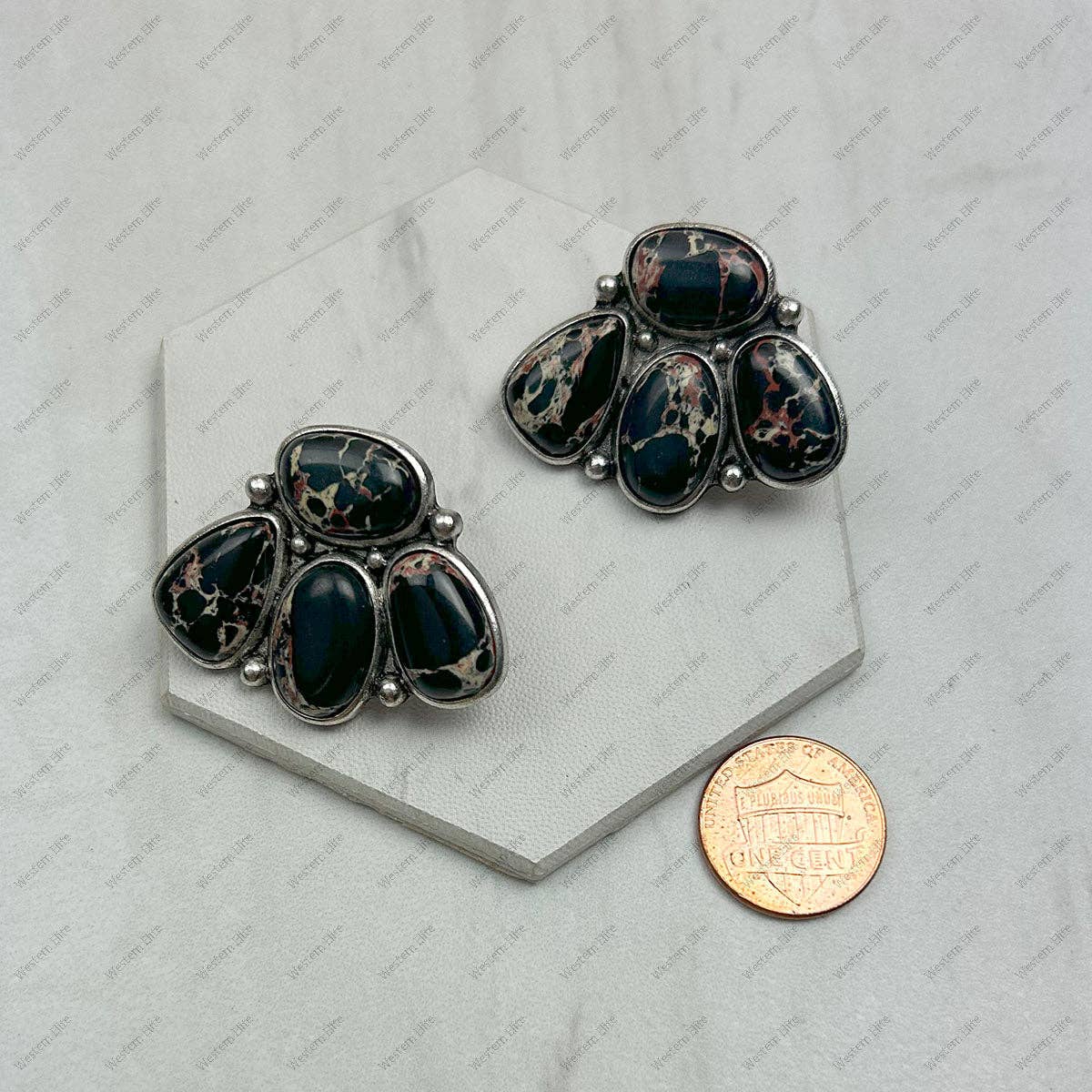 Black 4 Stone Earrings