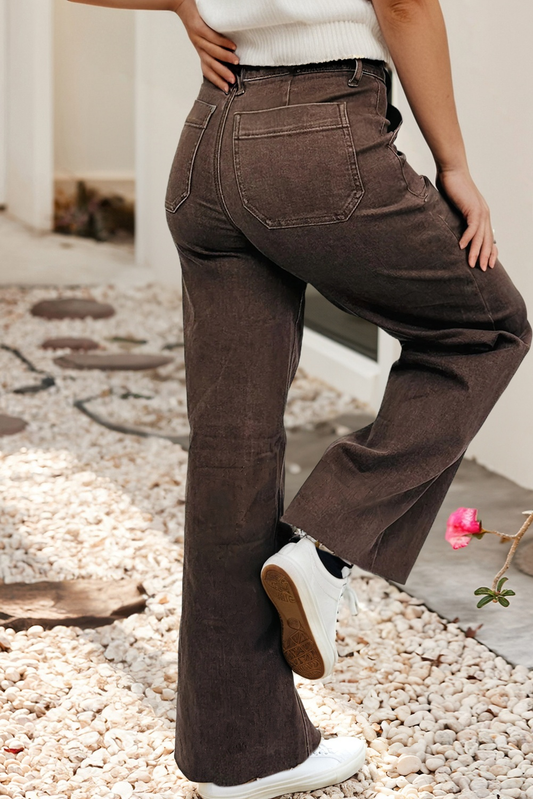 Dark Brown Retro Washed Jeans