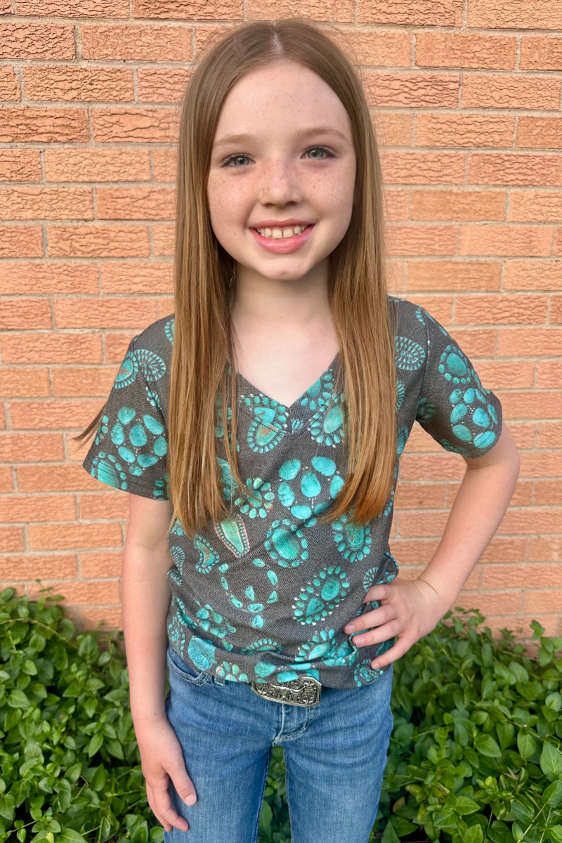 Forever In Turquoise Kids V Neck Tee