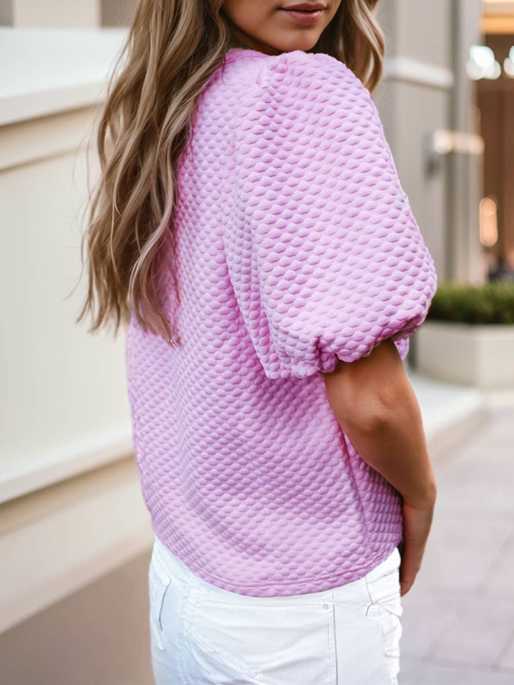 Purple Puff Sleeve Blouse