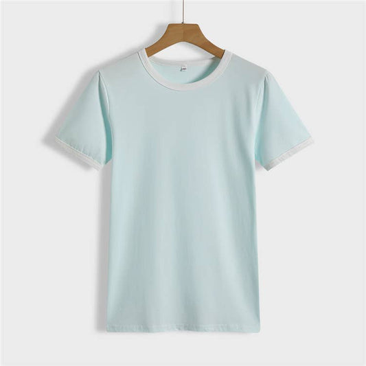 Soft Cyan/White Ringer Tee