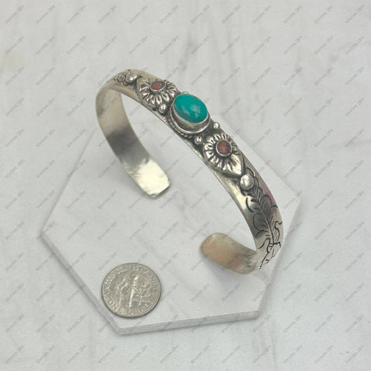 Turquoise Floral Cuff