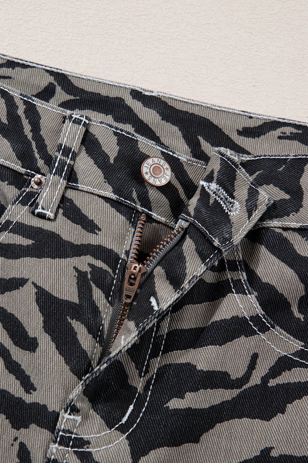 Zebra Stripe Barrel Jeans