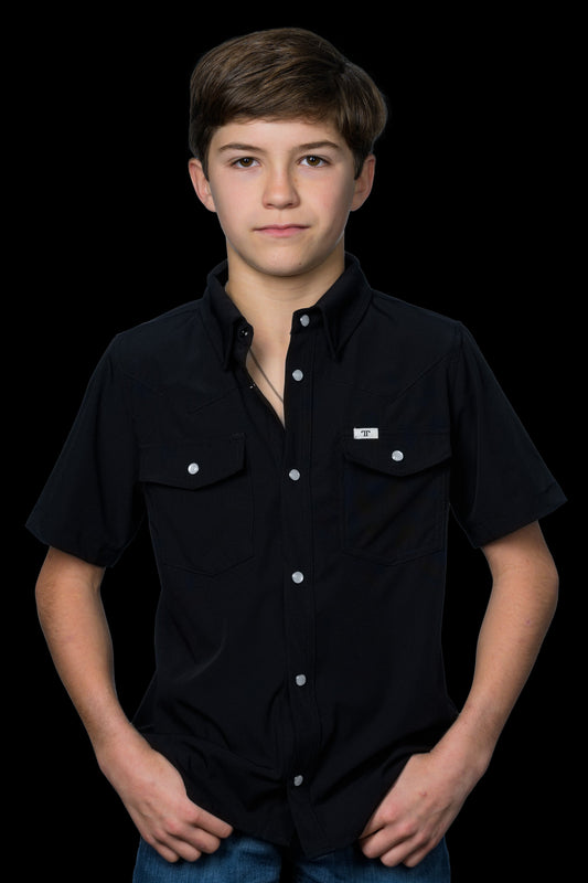 Ferrell Kids Black Short Sleeve Snap