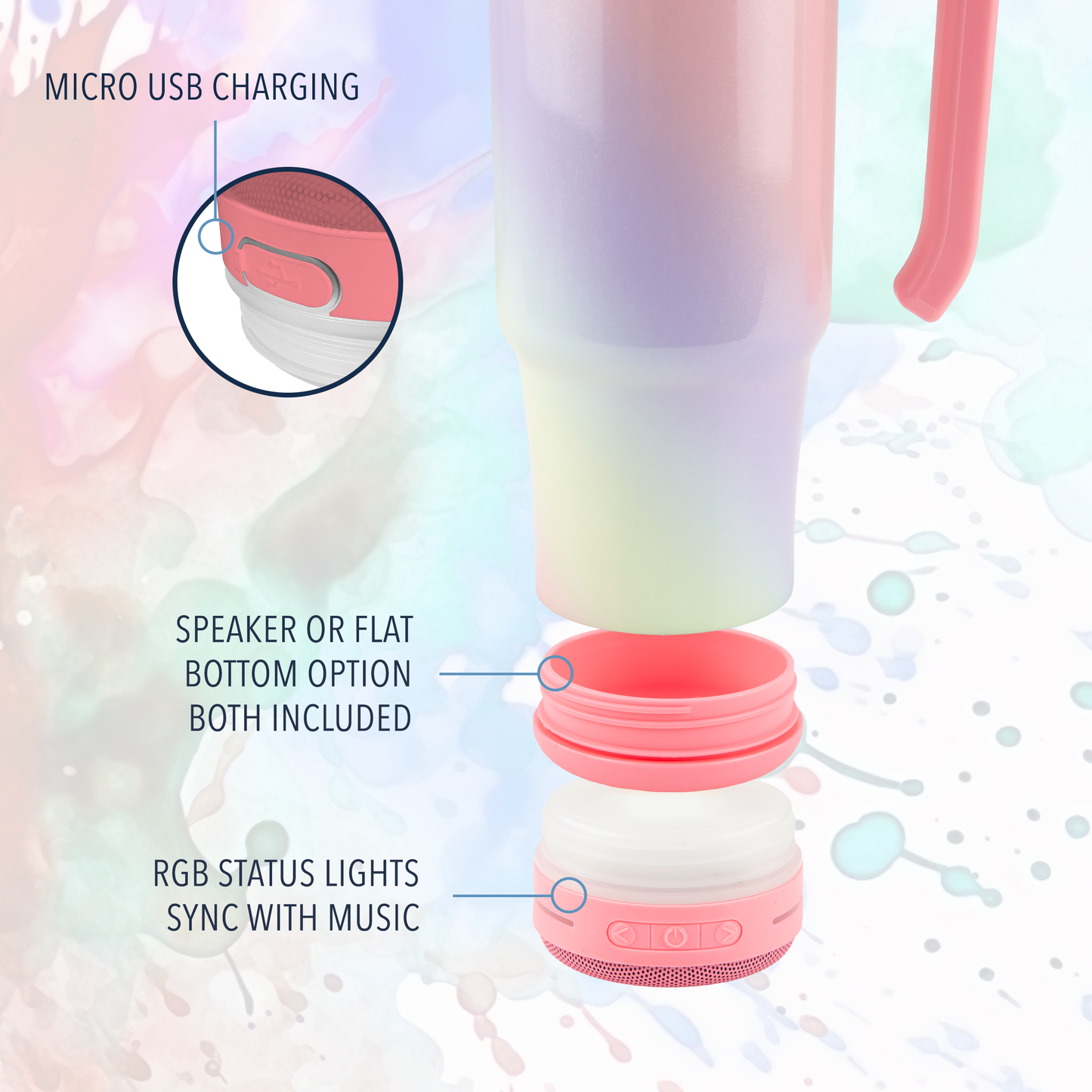 30oz SUBLIMATION SPEAKER TUMBLER - Grippy Unicorn