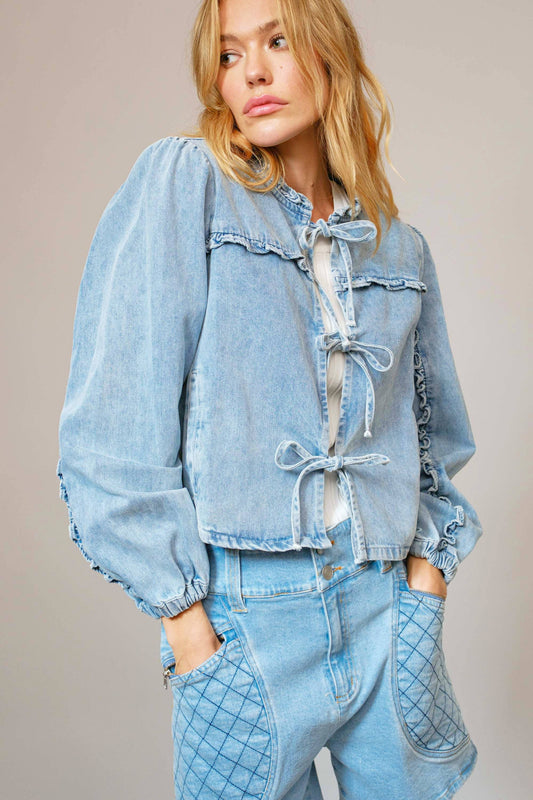 Tie Front Denim Jacket