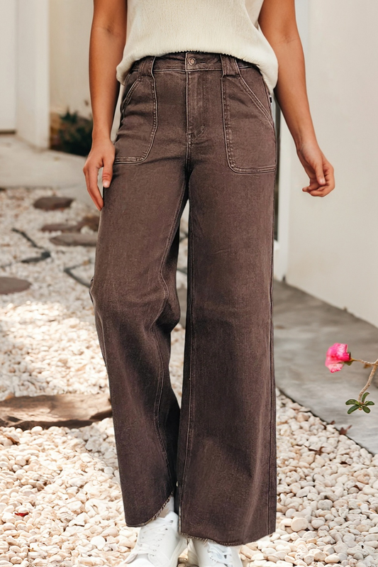 Dark Brown Retro Washed Jeans