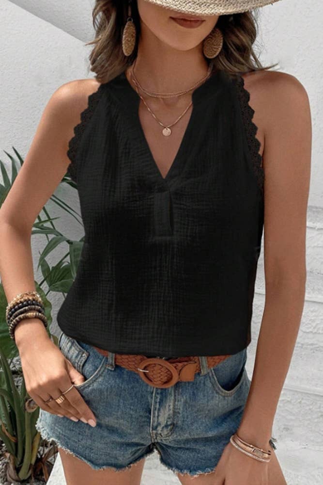 Lace V Neck Top