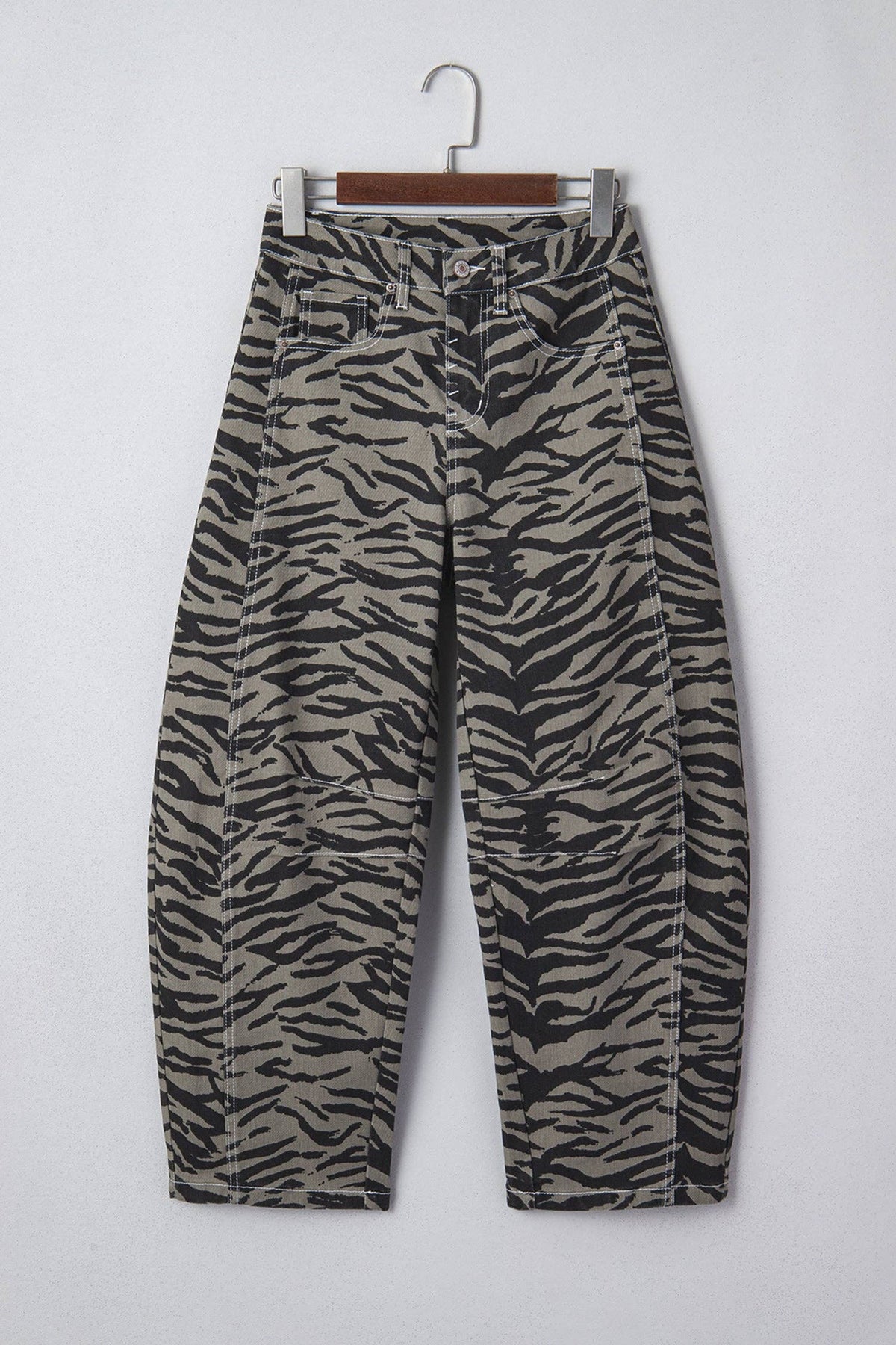 Zebra Stripe Barrel Jeans