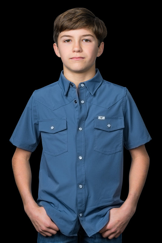 Ferrell Kids Blue Short Sleeve Snap