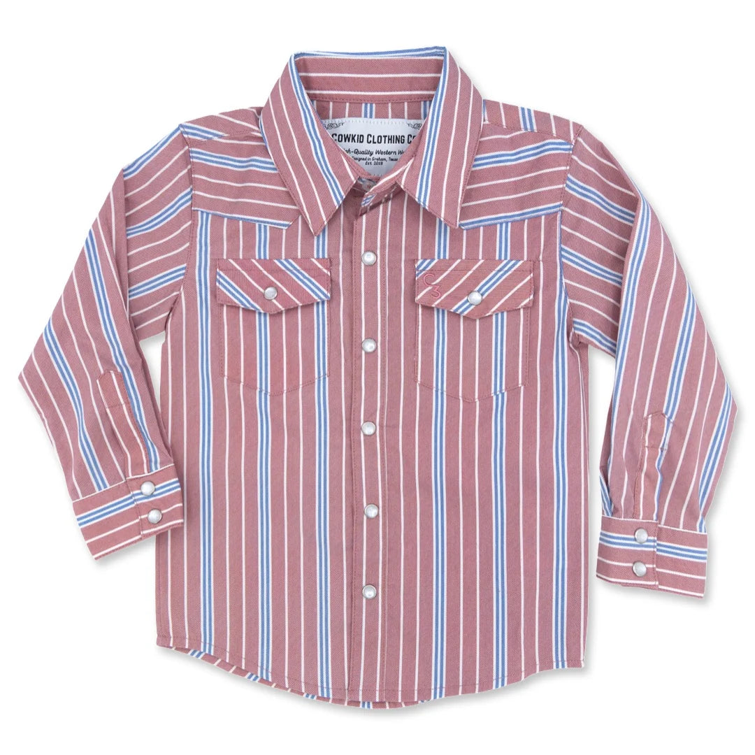 Cowkid Vintage Red/Blue Stripe L/S Pearl Snap