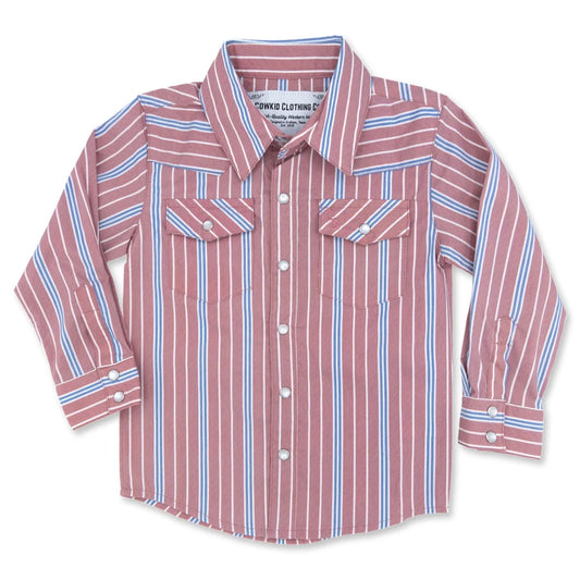 Cowkid Vintage Red/Blue Stripe L/S Pearl Snap