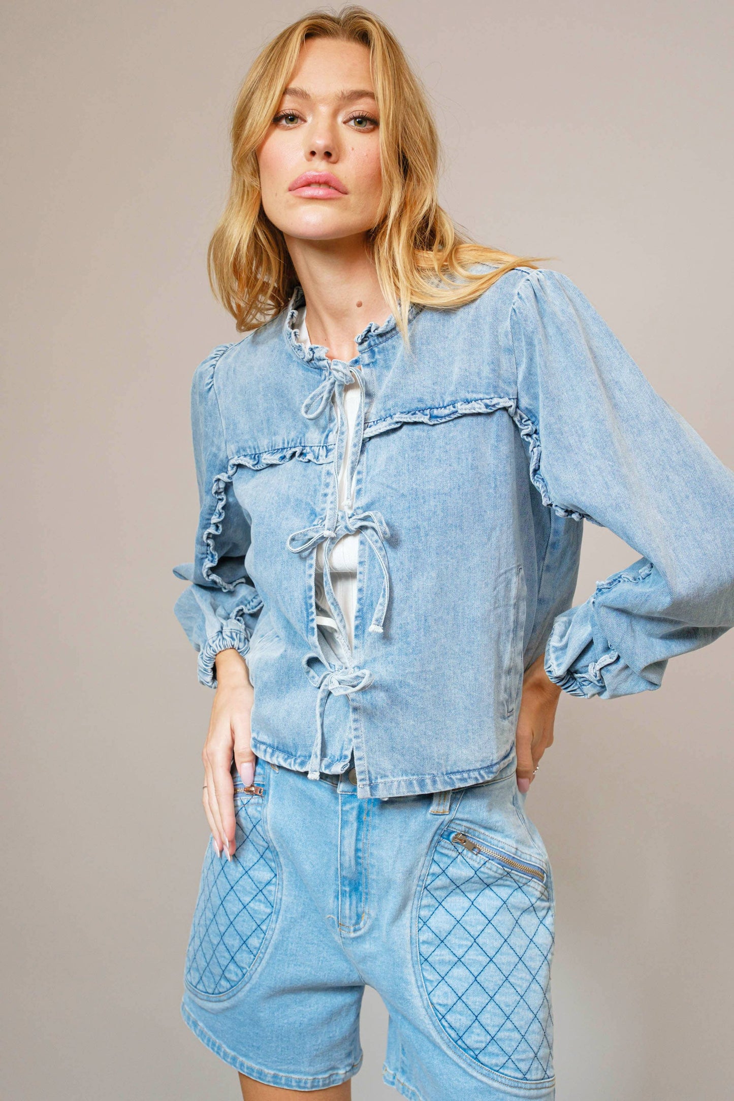 Tie Front Denim Jacket