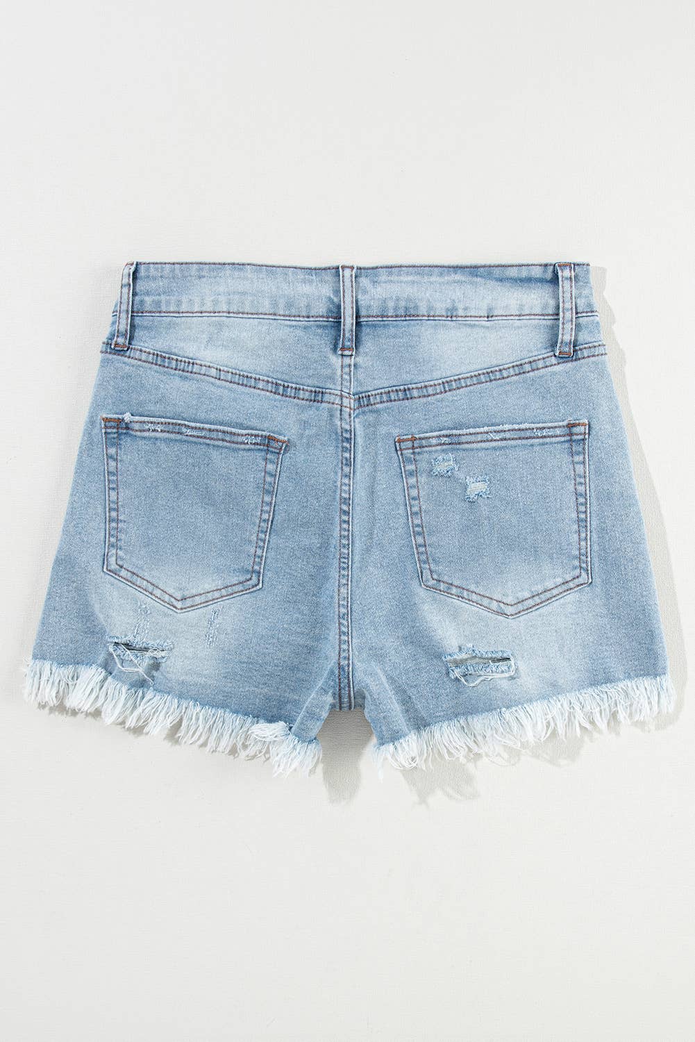 Women Distressed Raw Hem High Waist Denim Shorts