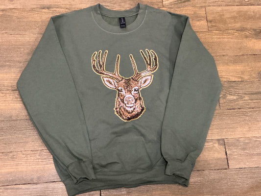 Deer Hunting Sequins Patch Sweatshirt