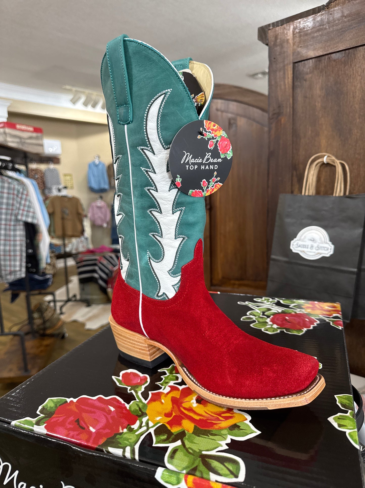 Macie Bean Top Hand Red Suede Women’s Boots