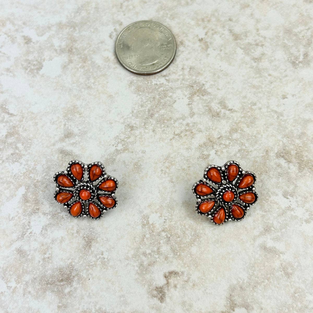 Orange Floral Earrings