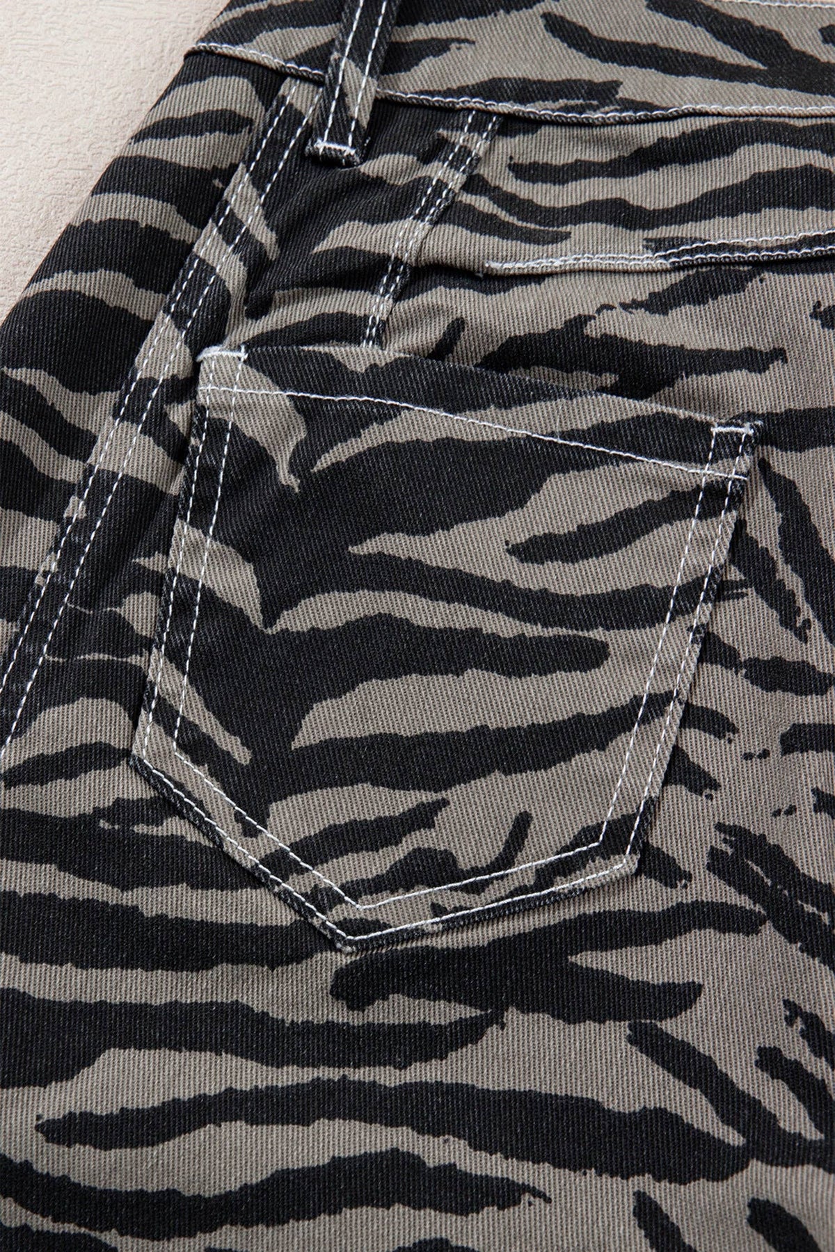 Zebra Stripe Barrel Jeans