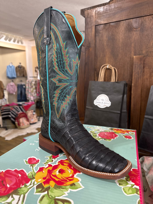 Macie Bean Black Caiman Belly Print Women’s Boots