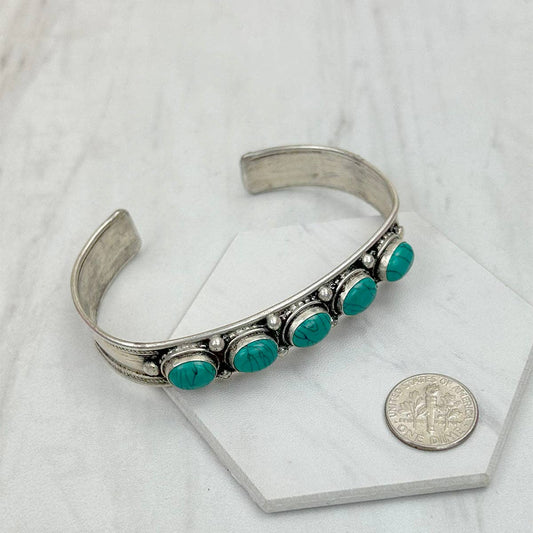 German silver & turquoise bangle